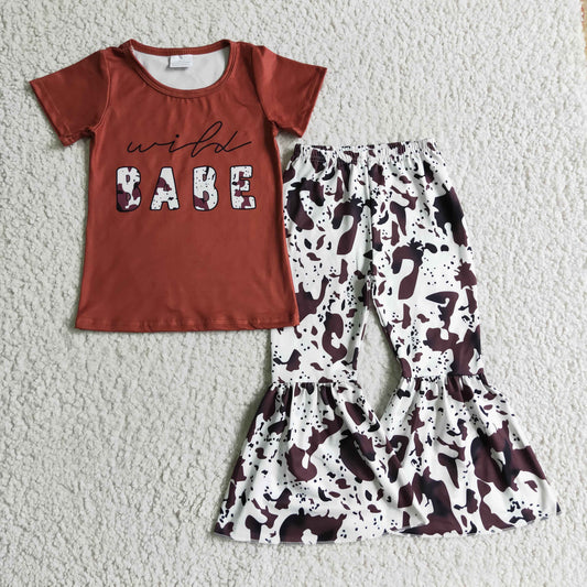 GSPO0164 Brown Wild Babe Cow Print Girls Outfits