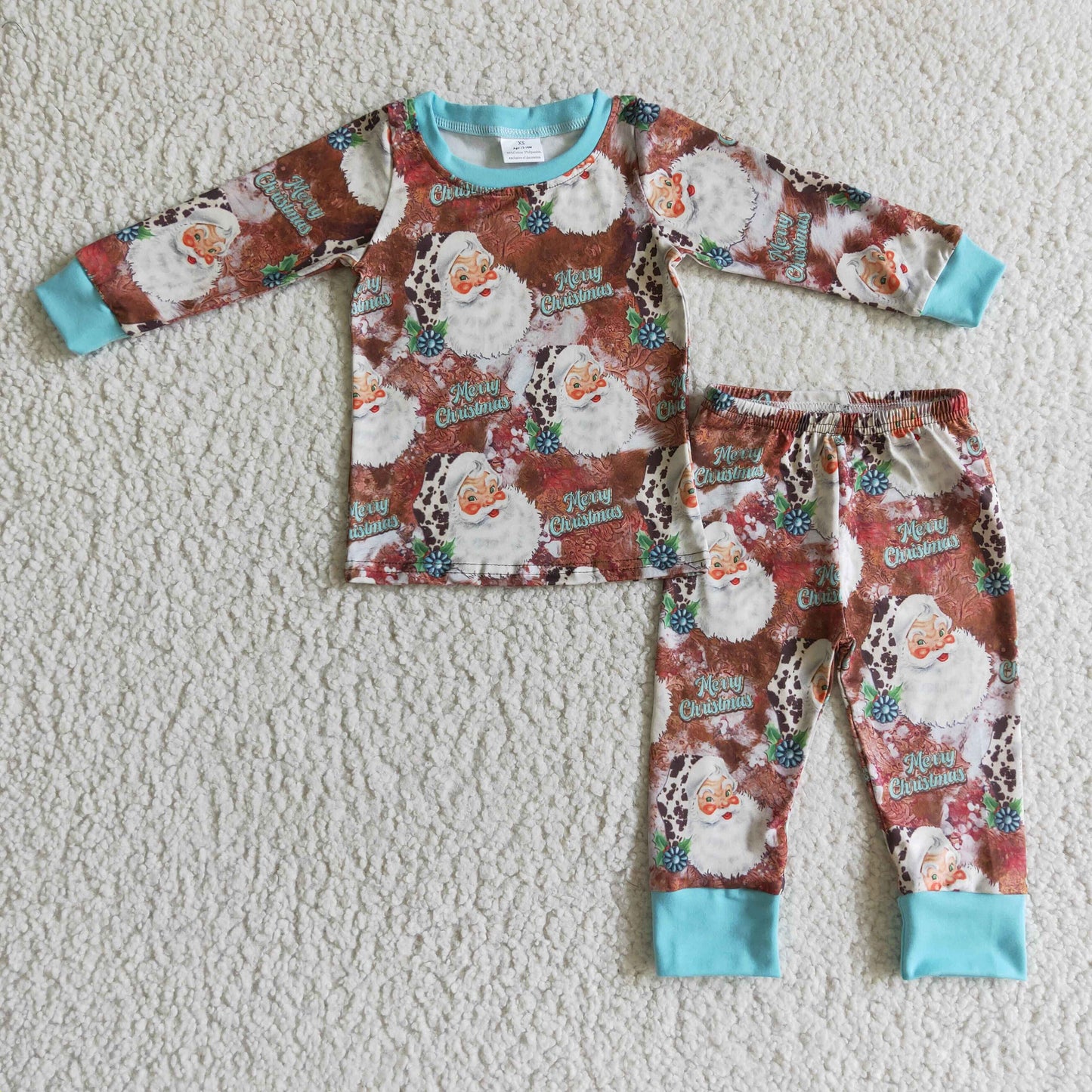 BLP0097 Christmas Santa Blue Boys Pajamas