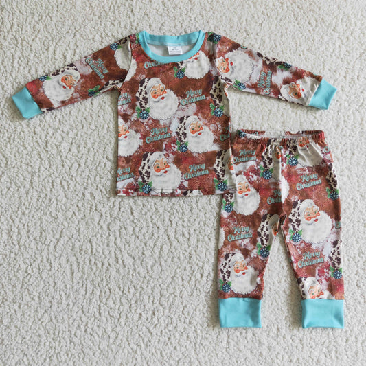 BLP0097 Christmas Santa Blue Boys Pajamas