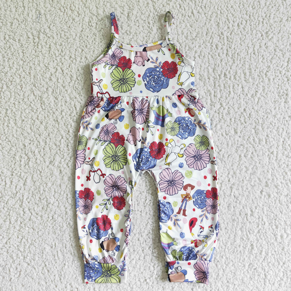 SR0062 floral print baby girls cartoon jumpsuits