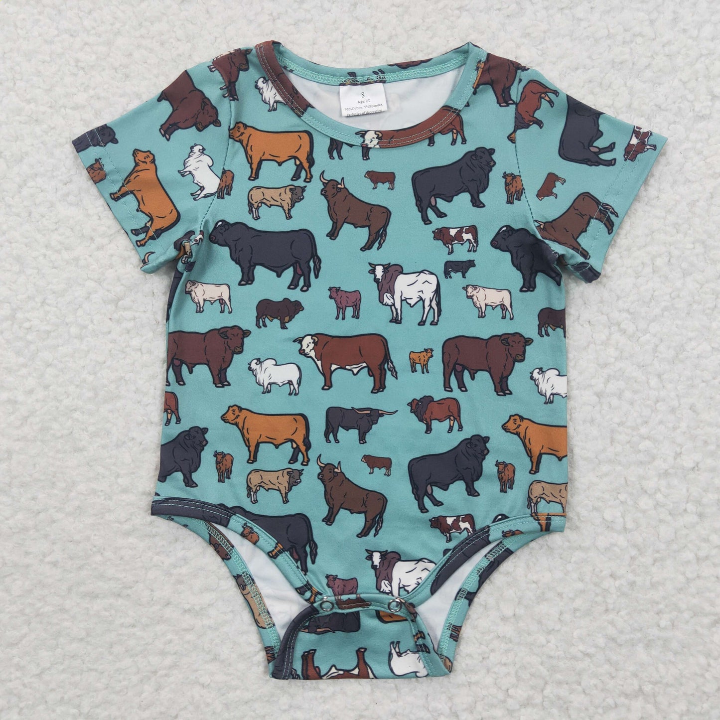 SR0305 Cow Farm Green Kids Romper