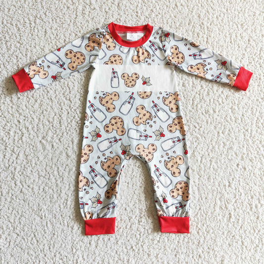 LR0201 Christmas Milk Cookie Cartoon Kids Romper