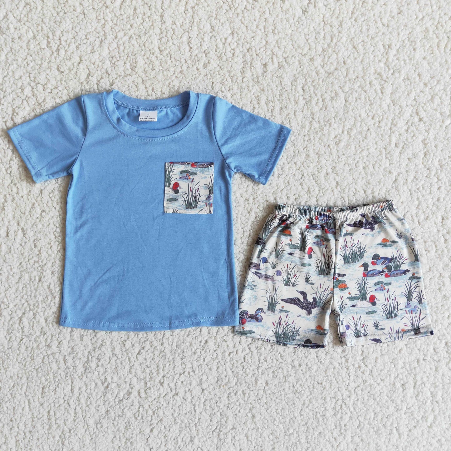 Boys Duck Print Blue Summer Outfits