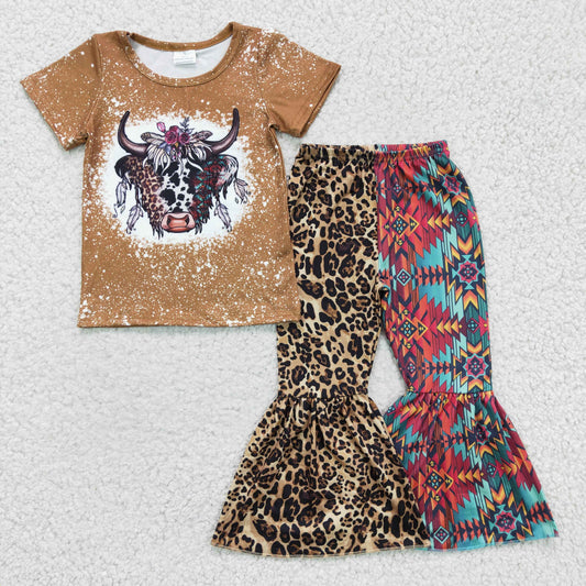 USA SHOP GSPO0263 Cow Skull Brown Leopard & Aztec Girls Outfits
