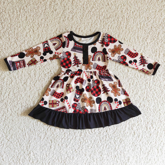 GLD0124 Christmas Cartoon Girls Cool Dress