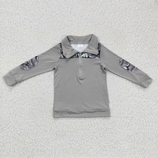 BT0106 Grey Dinosaur Camo Boys Pullover