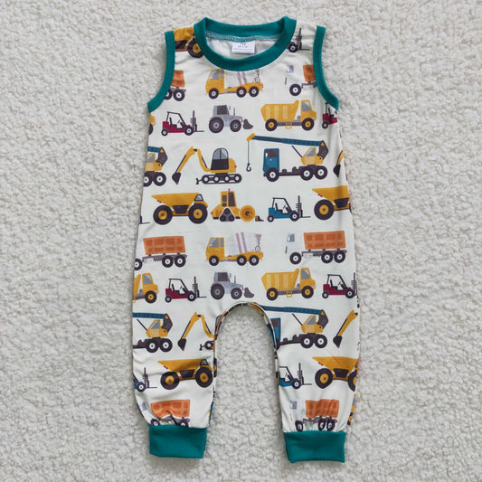 SR0197 Truck Sleeveless Summer Car Boys Romper