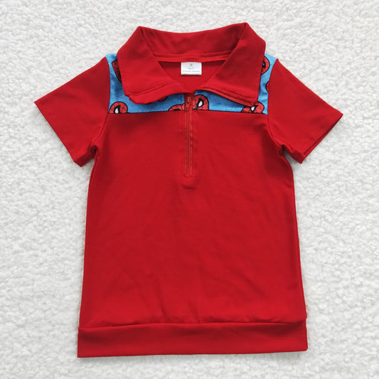 BT0158 Red Short Sleeve Hero Boys Pullover