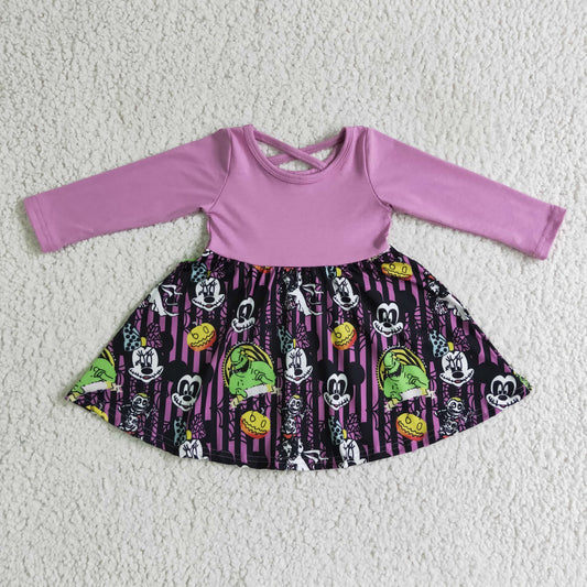 GLD0059 Halloween Purple Cartoon Girls Dress