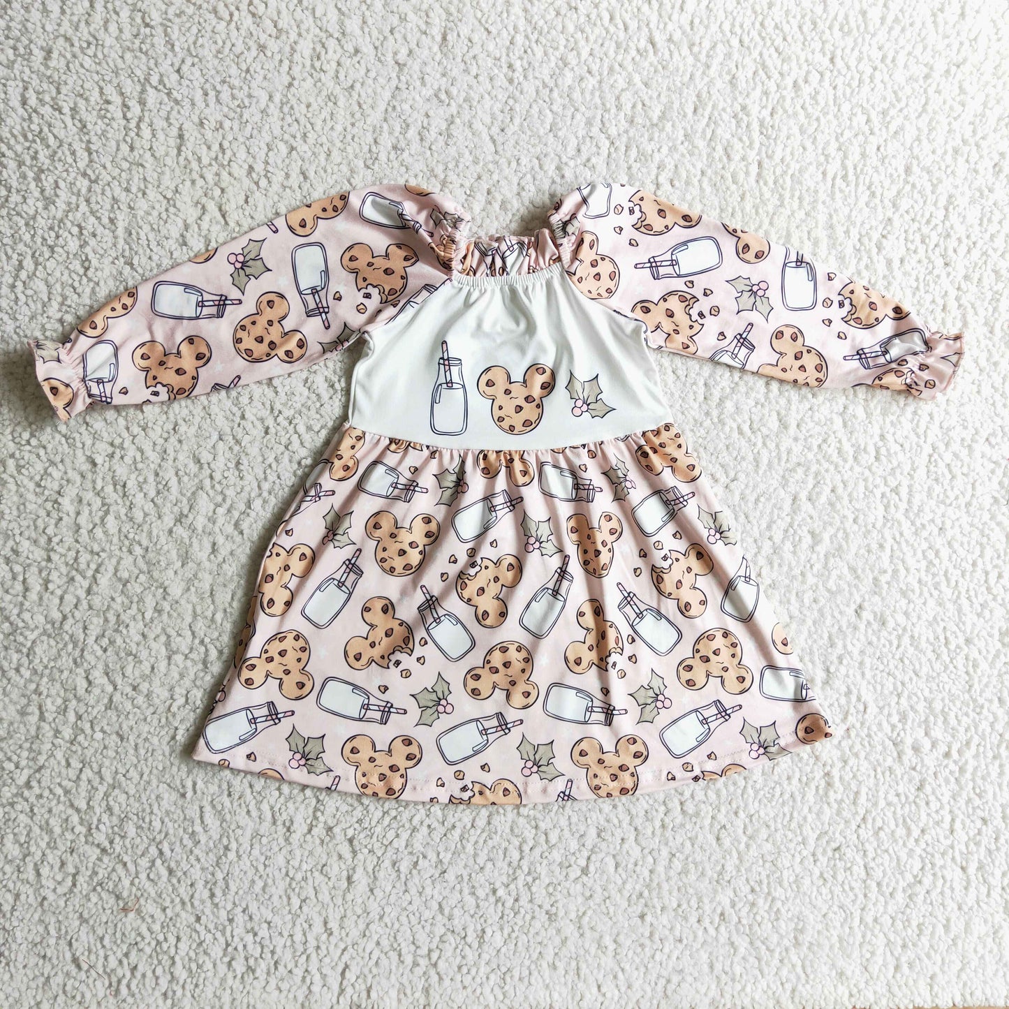GLD0129 Milk Cookie Cartoon Christmas Girls Dress