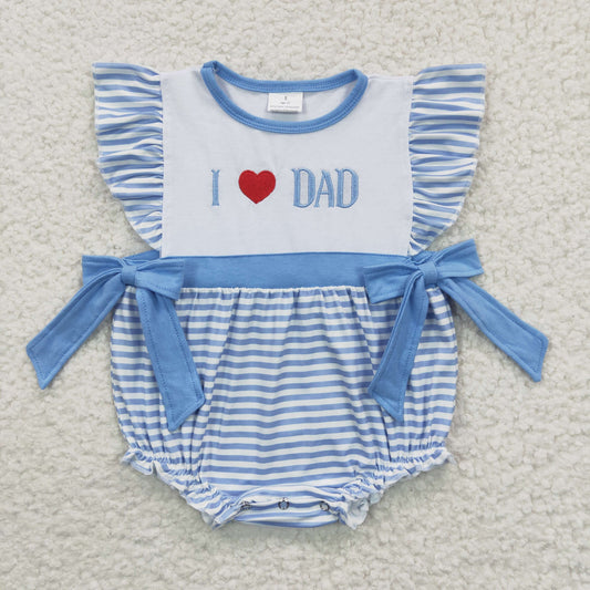 USA SHOP SR0235 I Love Dad Embroidery Blue Girl Kids Romper