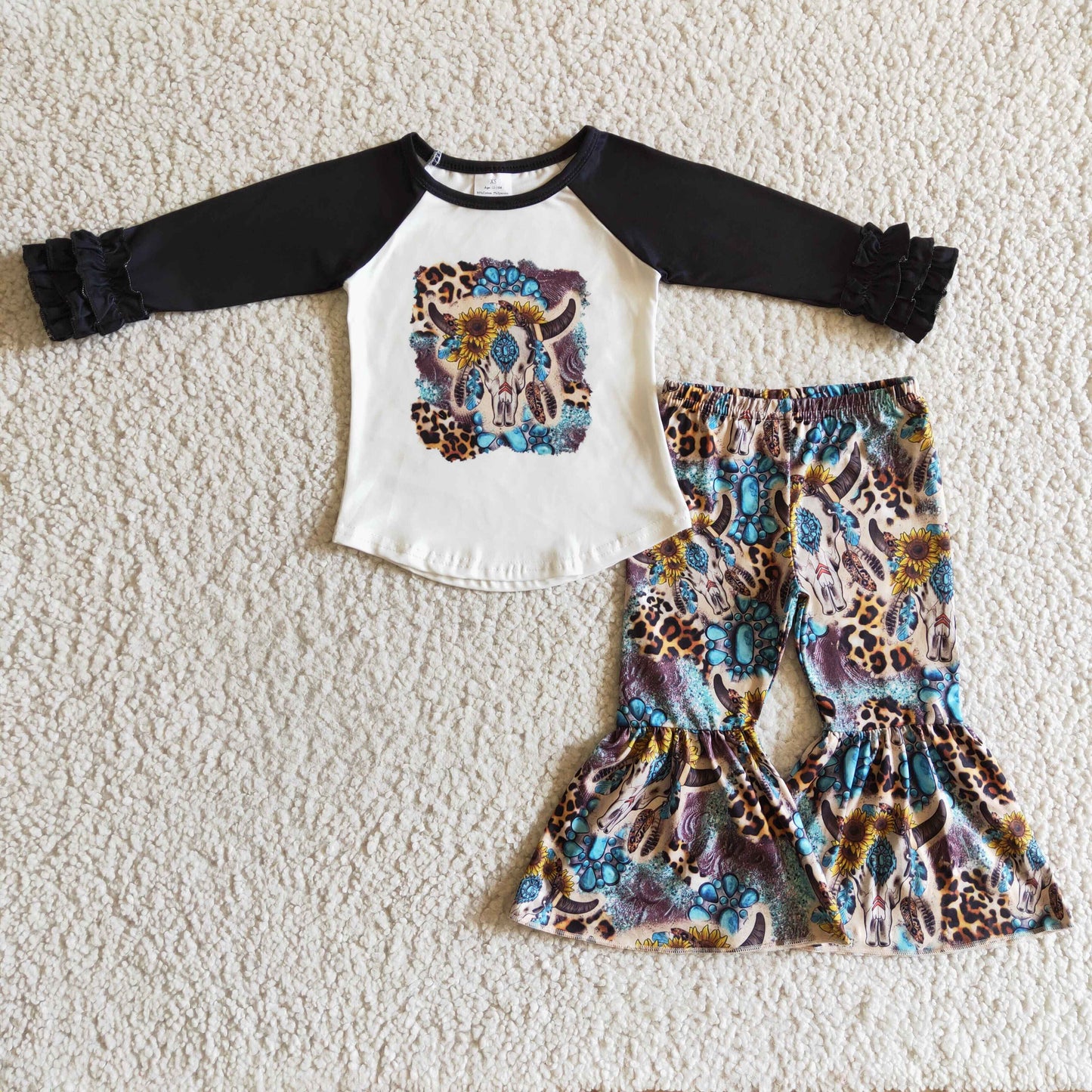 GLP0313 Sunflower Cow Skull Aztec Girls Outfits