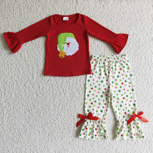 GLP0099 Christmas Santa Embroidery Girls Outfits