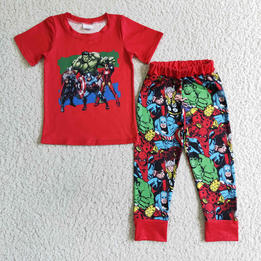 BSPO0021 Red Cartoon Boys Hero Casual Outfits