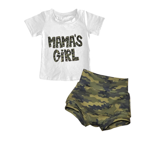 GBO0089 Mama's Girl Short Sleeve Camo Print Bummies Set (Pre order )