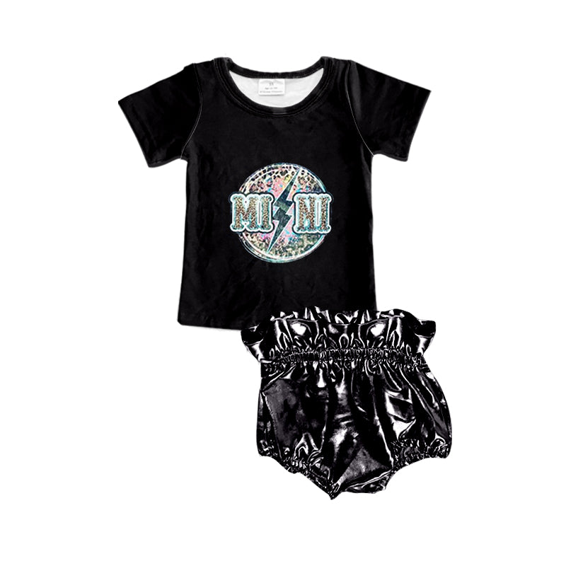 GBO0109 Black Short Sleeve Mini Baby Girls Bummies Set (pre order )