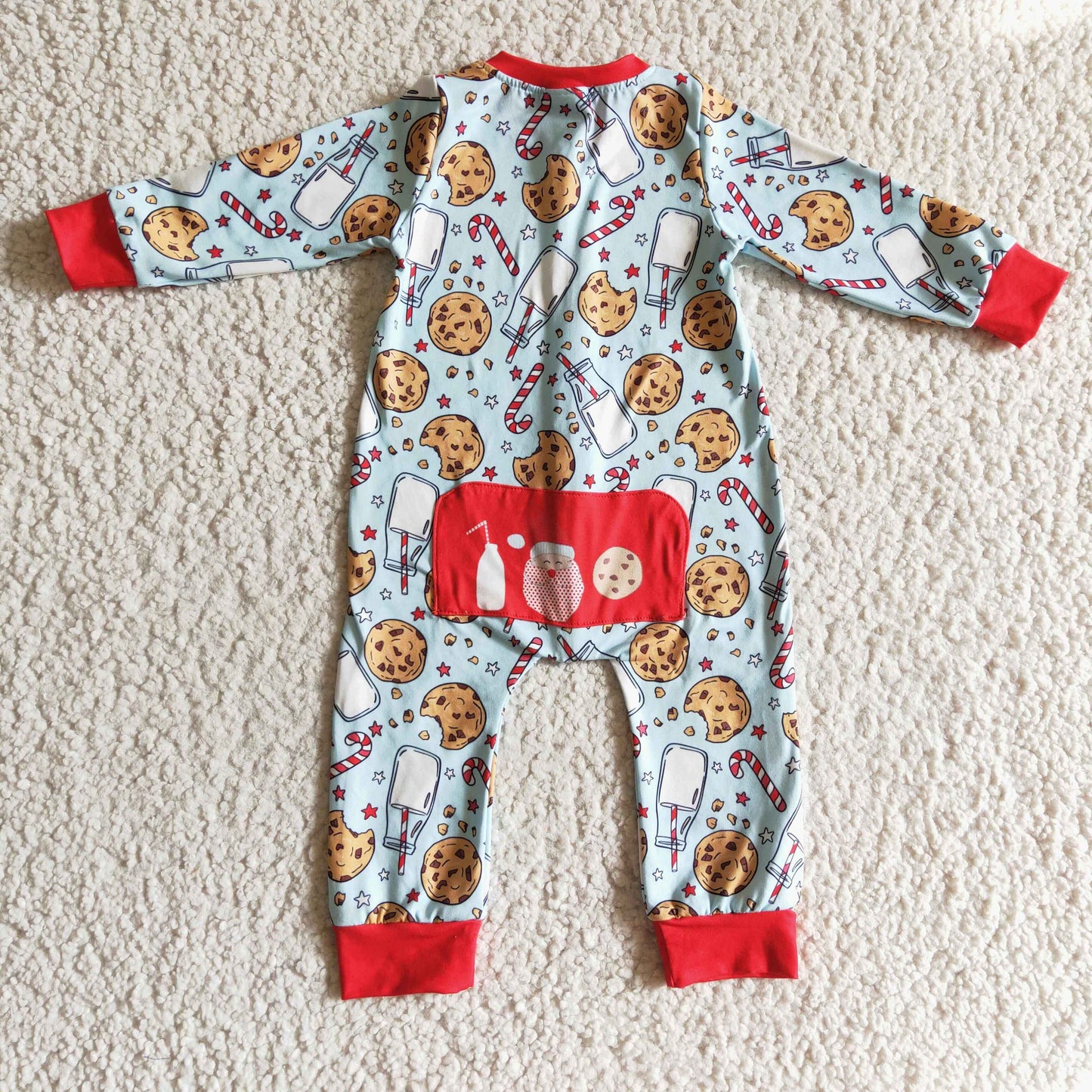 LR0186 Cookie Christmas Boys Zip Romper