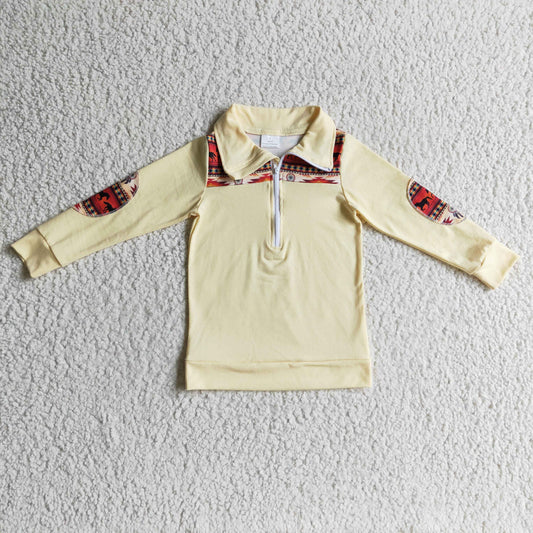 BT0079 Yellow Horse Western Boys Pullover