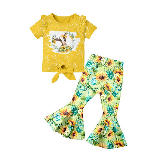 GSPO0089 pre order yellow sunflower baby girls set