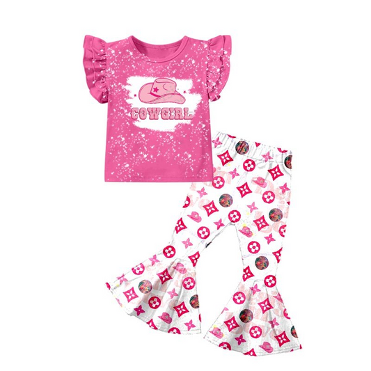 GSPO0091 pre order Pink Cowgirl Summer Baby Girls Set (not rts )