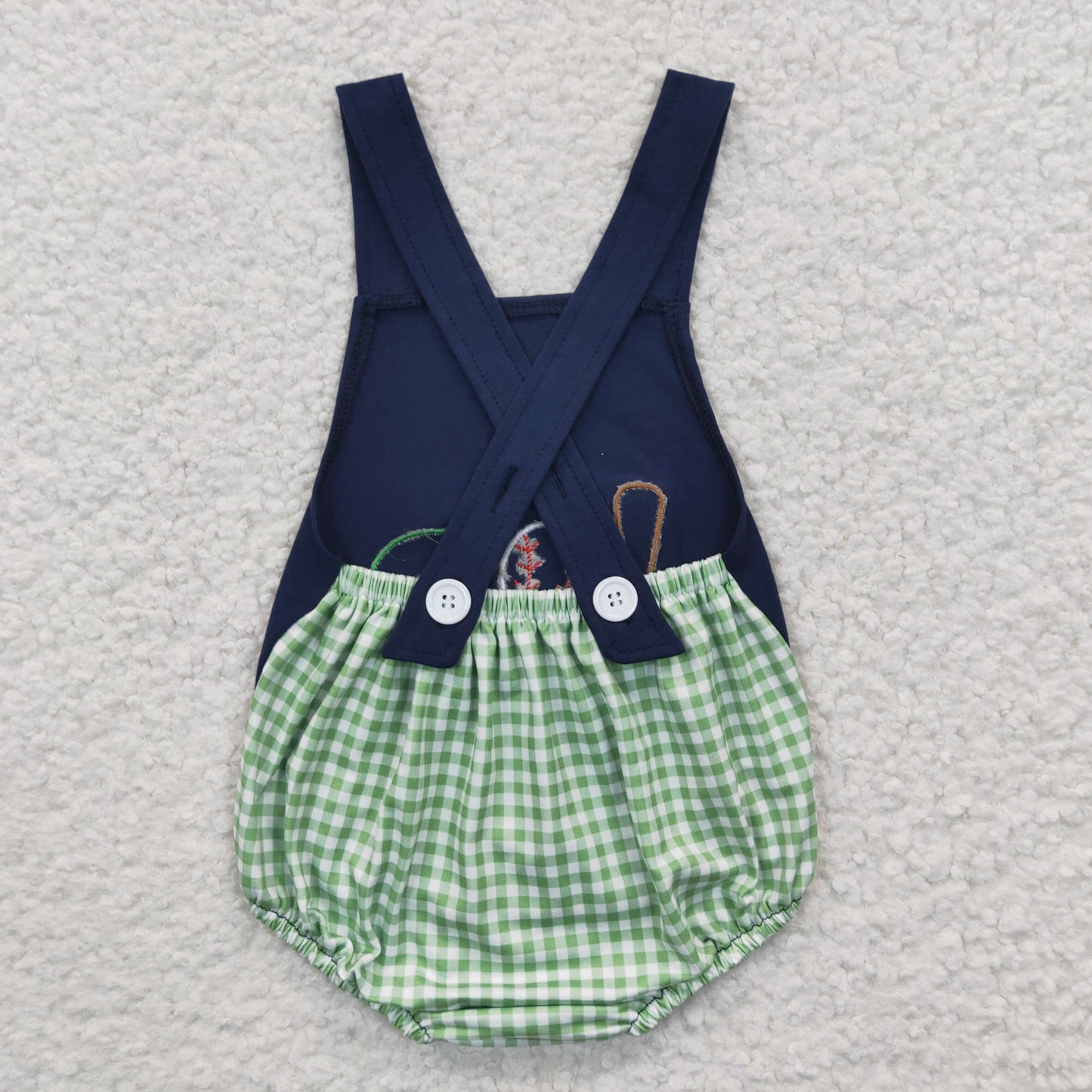 SR0272 Baseball Embroidery Navy Kids Romper