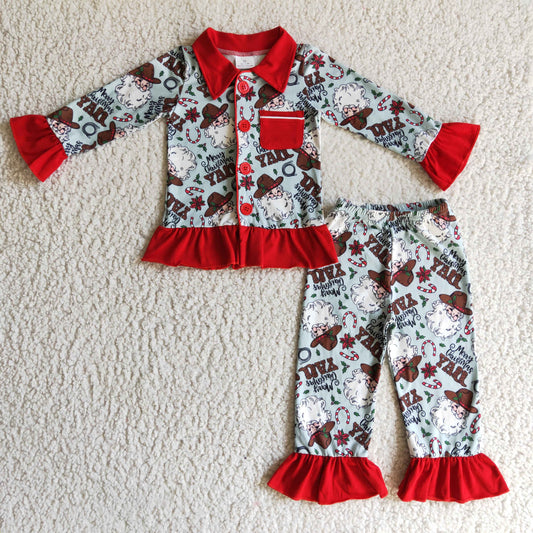 GLP0216 Christmas Santa Girls Pajamas