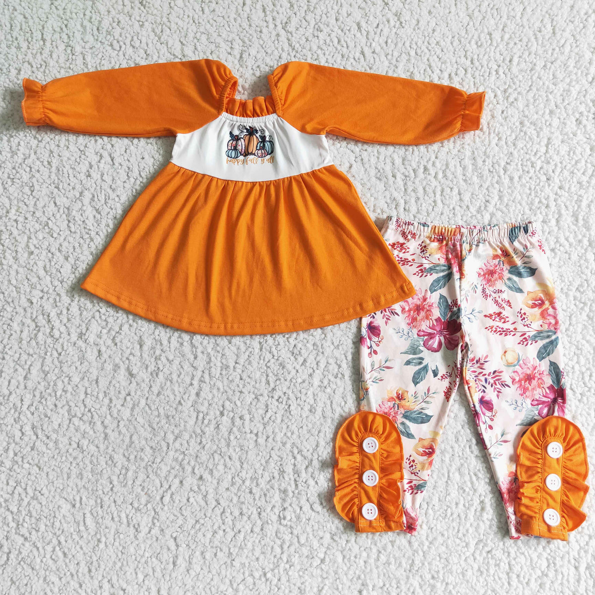 GLP0024 Happy Fall Y'all Pumpkin Baby Girls Outfits