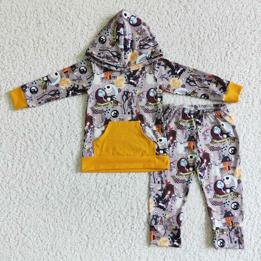 BLP0004 Halloween Boys Cartoon Hoodie Set