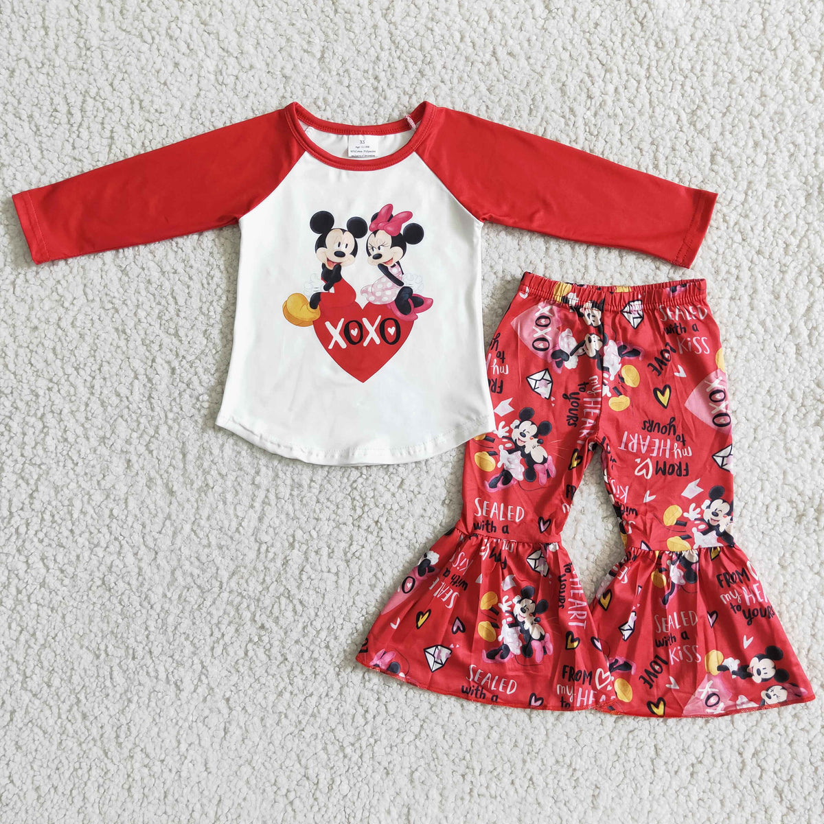 6 B13-28 XOXO Cartoon Baby Girls Valentine Casual Outfits