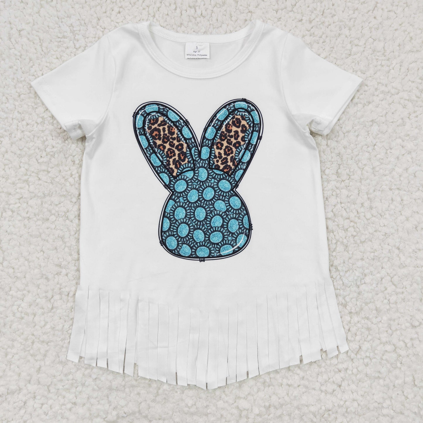 GT0136 Easter Bunny Aztec Girls Tassels Shirts Top