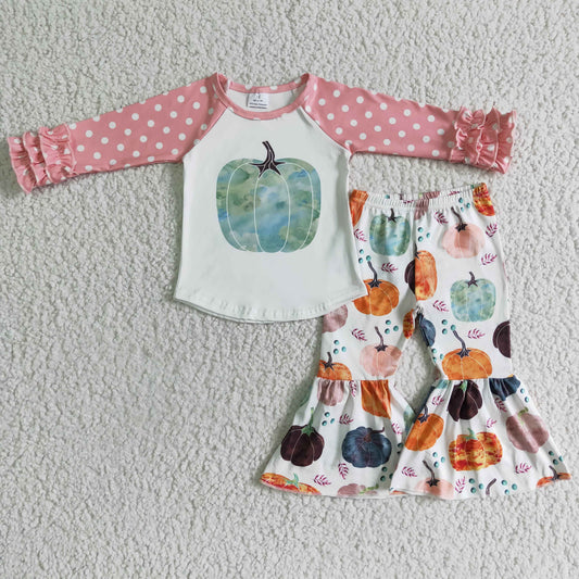 GLP0240 Blue Pumpkin Pink Dots Fall Outfits