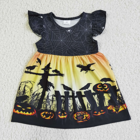 GSD0118 Halloween Flutter Sleeve Girls Dress
