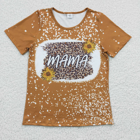 GT0099 Adult Brown Bleach Design Mama Top Mommy And Me