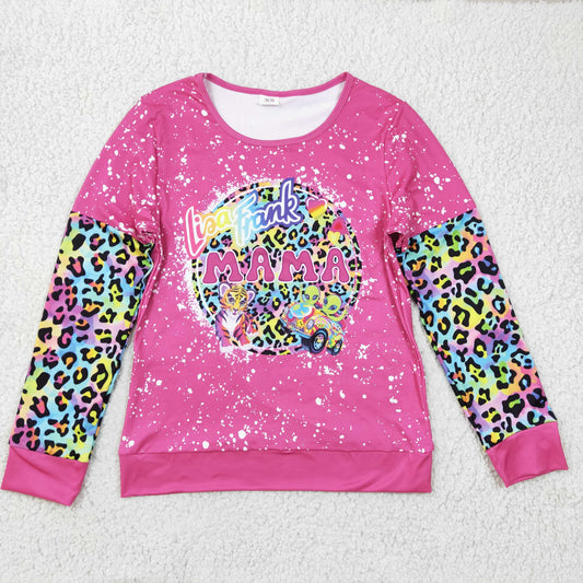 GT0092 Adult Hot Pink Cartoon Leopard Print Top
