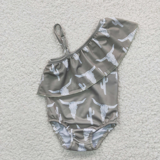 S0106 Cow Skull Western Bathing Suits Swimsuits