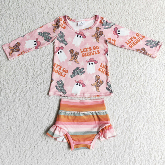 GBO0053 Halloween Baby Kids Let's Go Western Bummies Set