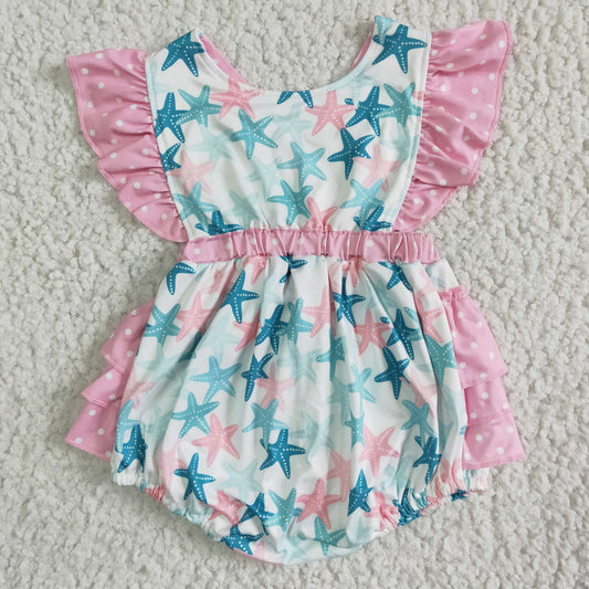SR0022 Stars Baby Girls Romper