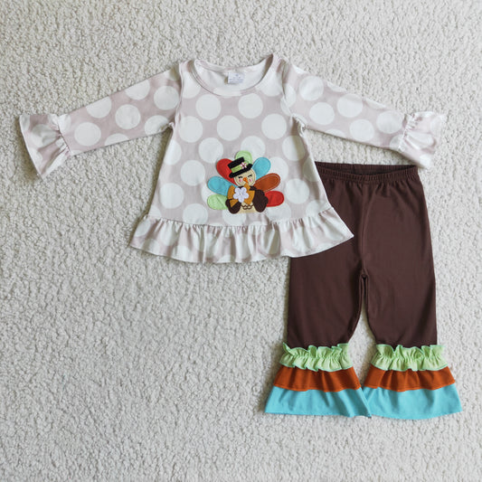 GLP0219 Embroidery Turkey Fall Girls Outfits