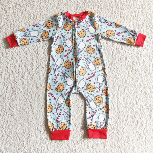 LR0186 Cookie Christmas Boys Zip Romper