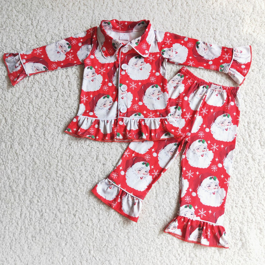 Hot Sale Girls Santa Print Christmas Best Sale Pajamas