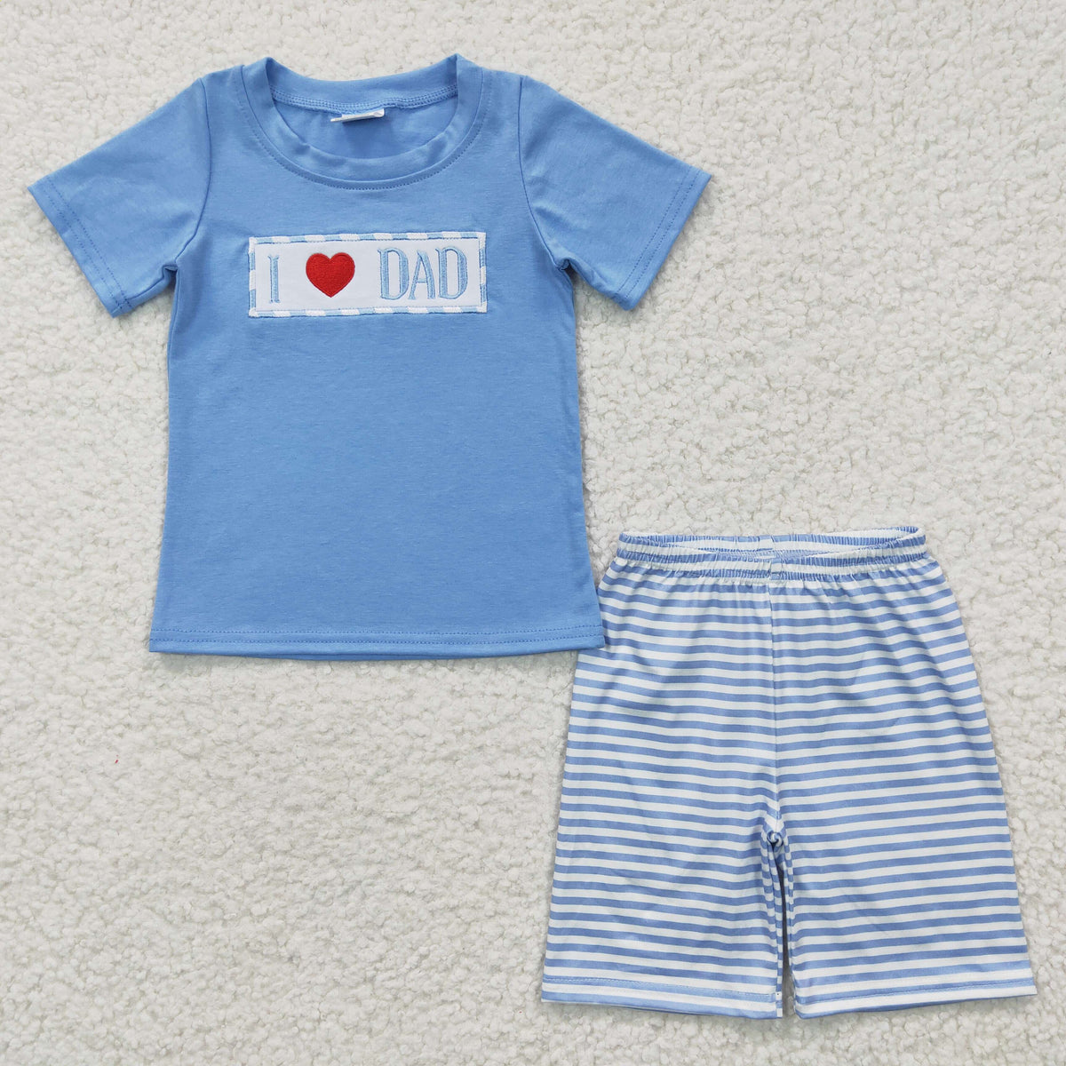 BSSO0172 Embroidery I Love Dad Boys Summer Set