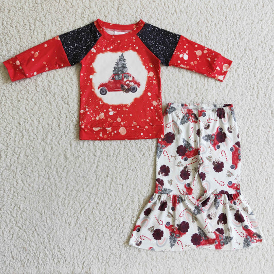 GLP0355 Red Christmas Tree Car Girls Outfits