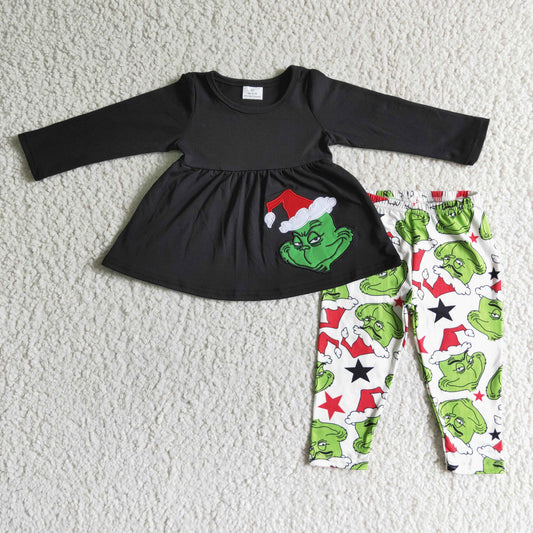 6 A3-13 Green Black Christmas Baby Girls Outfits