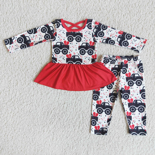 Valentine's Day Girls Truck Print Girls Outfits