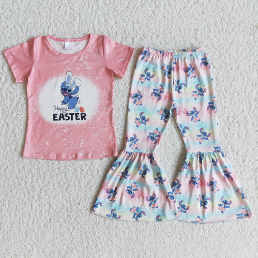 Happy Easter Pink Bleach Design Cartoon Kids Outfits