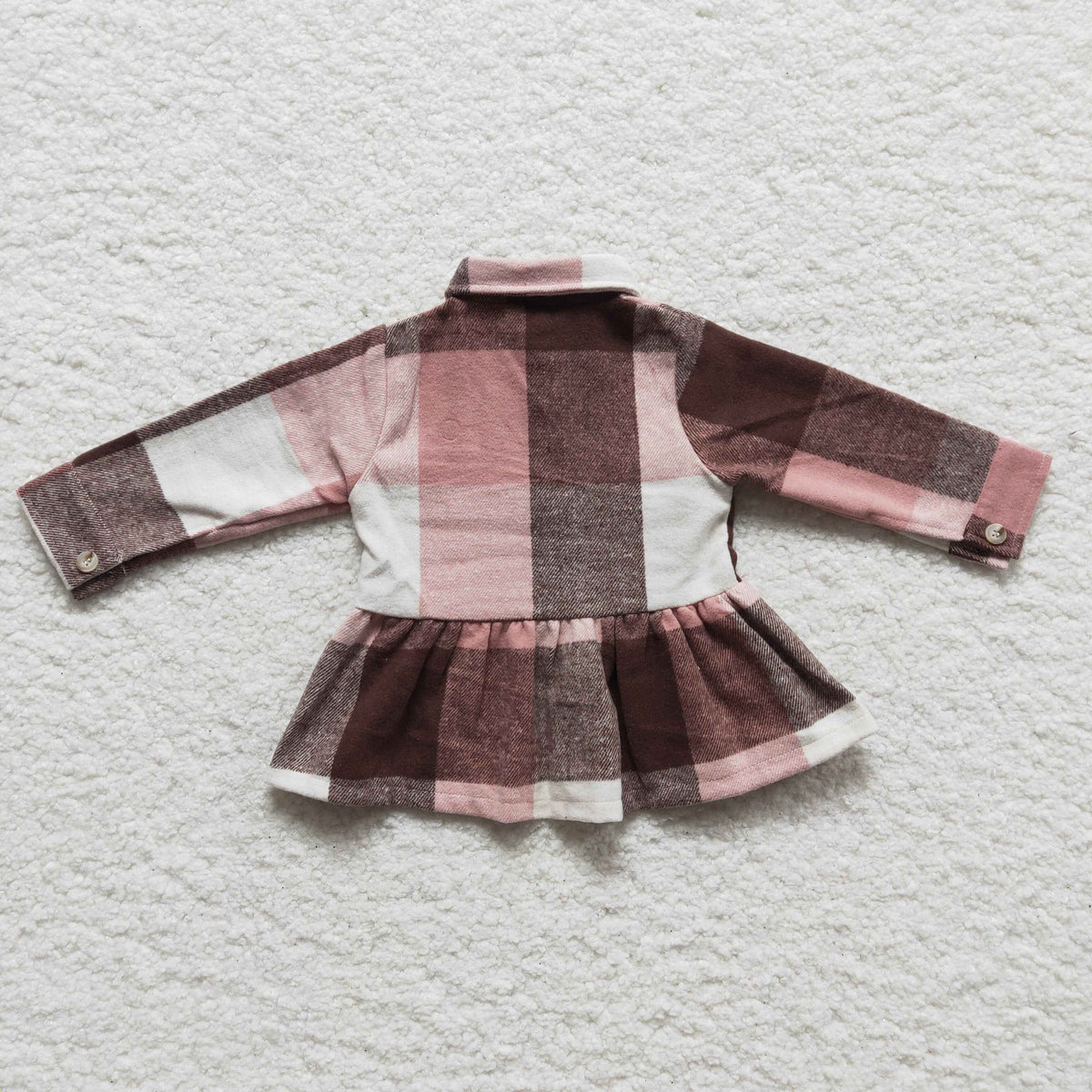 GT0090 Pink Plaid Print Girls Shirts Dress