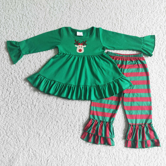 GLP0046 Embroidery Deer Christmas Girls Outfits