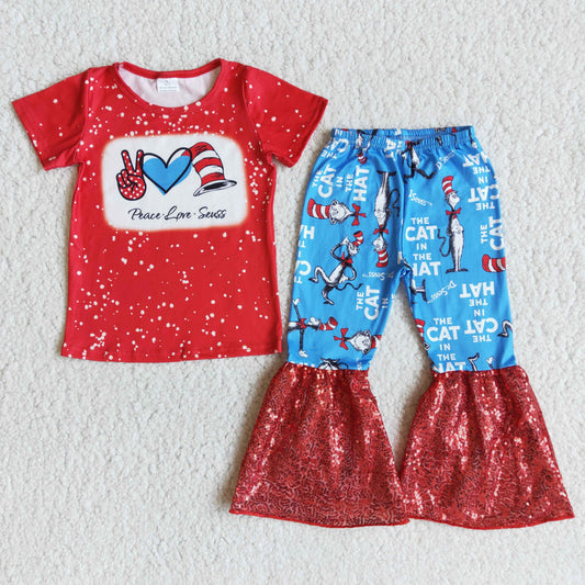 Peace Love Dr Red Bleach Design Cartoon Girls Outfits