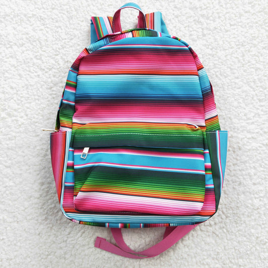 BA0041 Pink & Blue Striped Print School Bag
