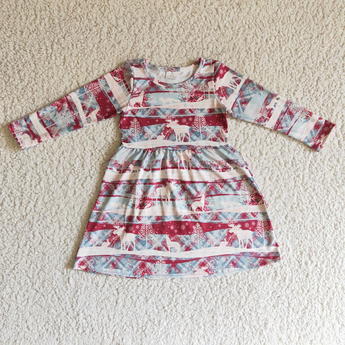 $5.5 GLD0116 Christmas Deer Girls Dress
